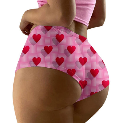 Funny Heart Print Mid Waist Panties