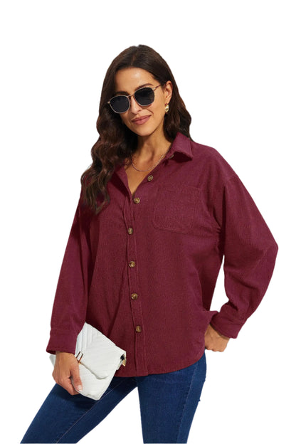 Oversized Corduroy Button-Down Shacket