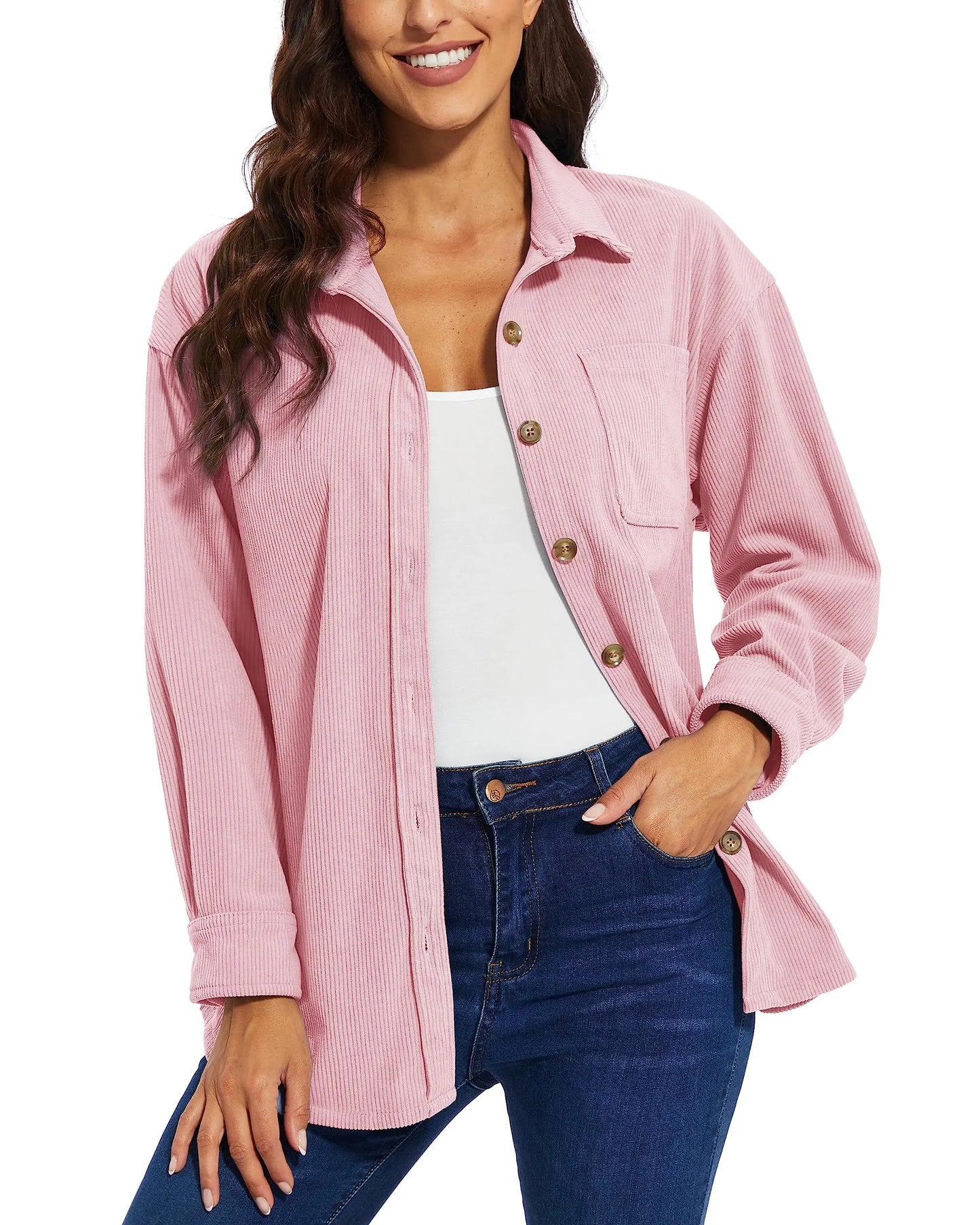 Oversized Corduroy Button-Down Shacket