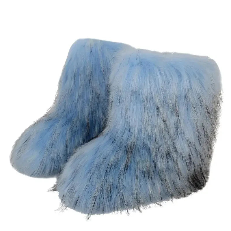 Winter Snow Furry Faux Fur Plush Warm