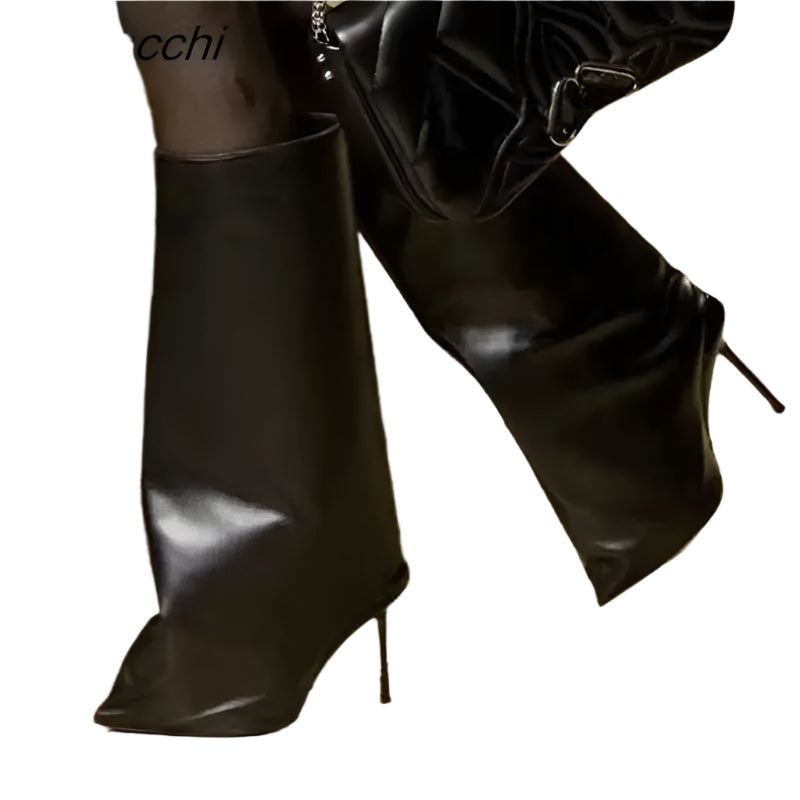 British Style Slim Heeled Knee-High Boots