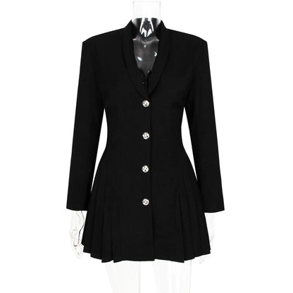 Spring Autumn Black Blazer Mini Dress