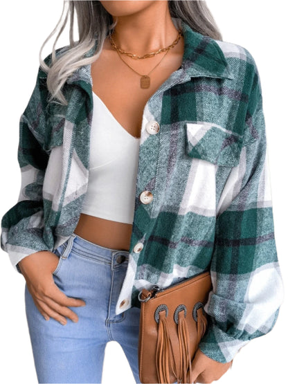 Cropped Plaid Flannel Shacket