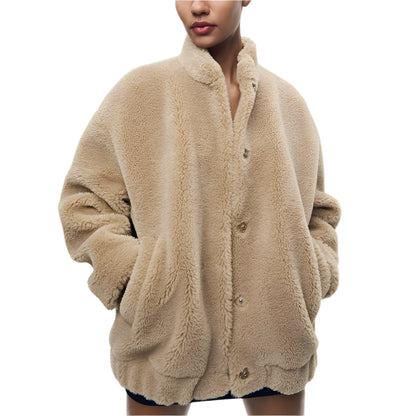 Plush Lambswool Fur Coat