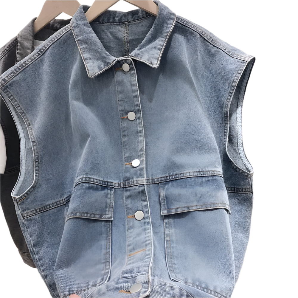 Vintage Denim Sleeveless Jacket