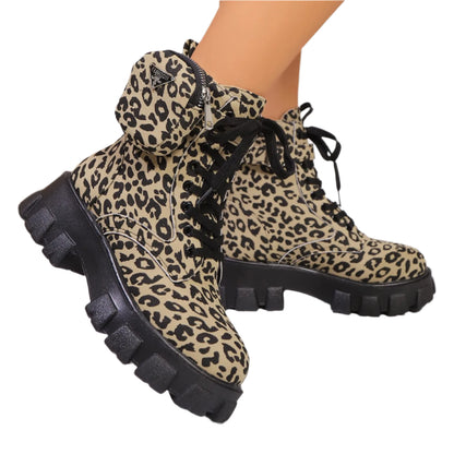 Winter Leopard Print High Heels Lace