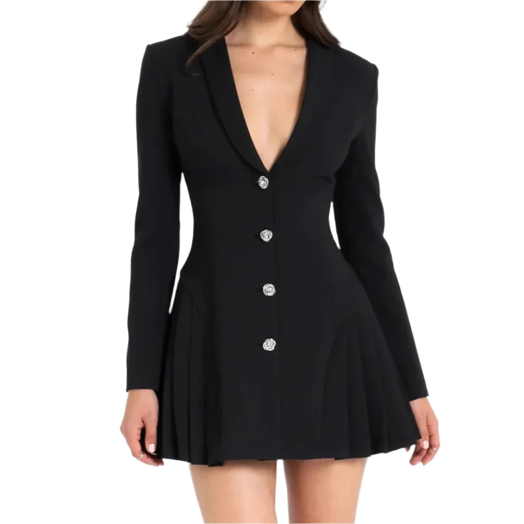 Spring Autumn Black Blazer Mini Dress