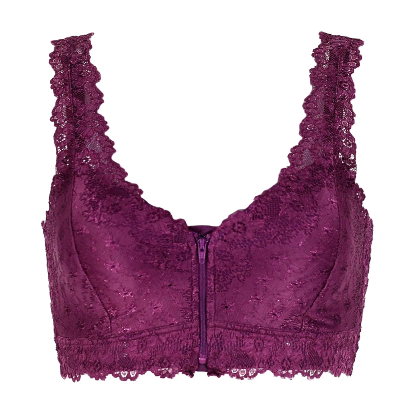 Sexy Lace Deep V Front Zipper Bra