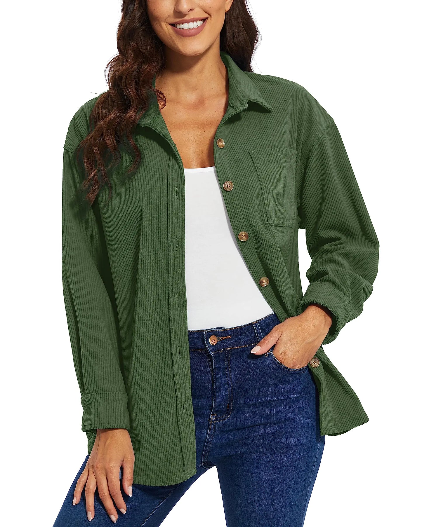 Oversized Corduroy Button-Down Shacket