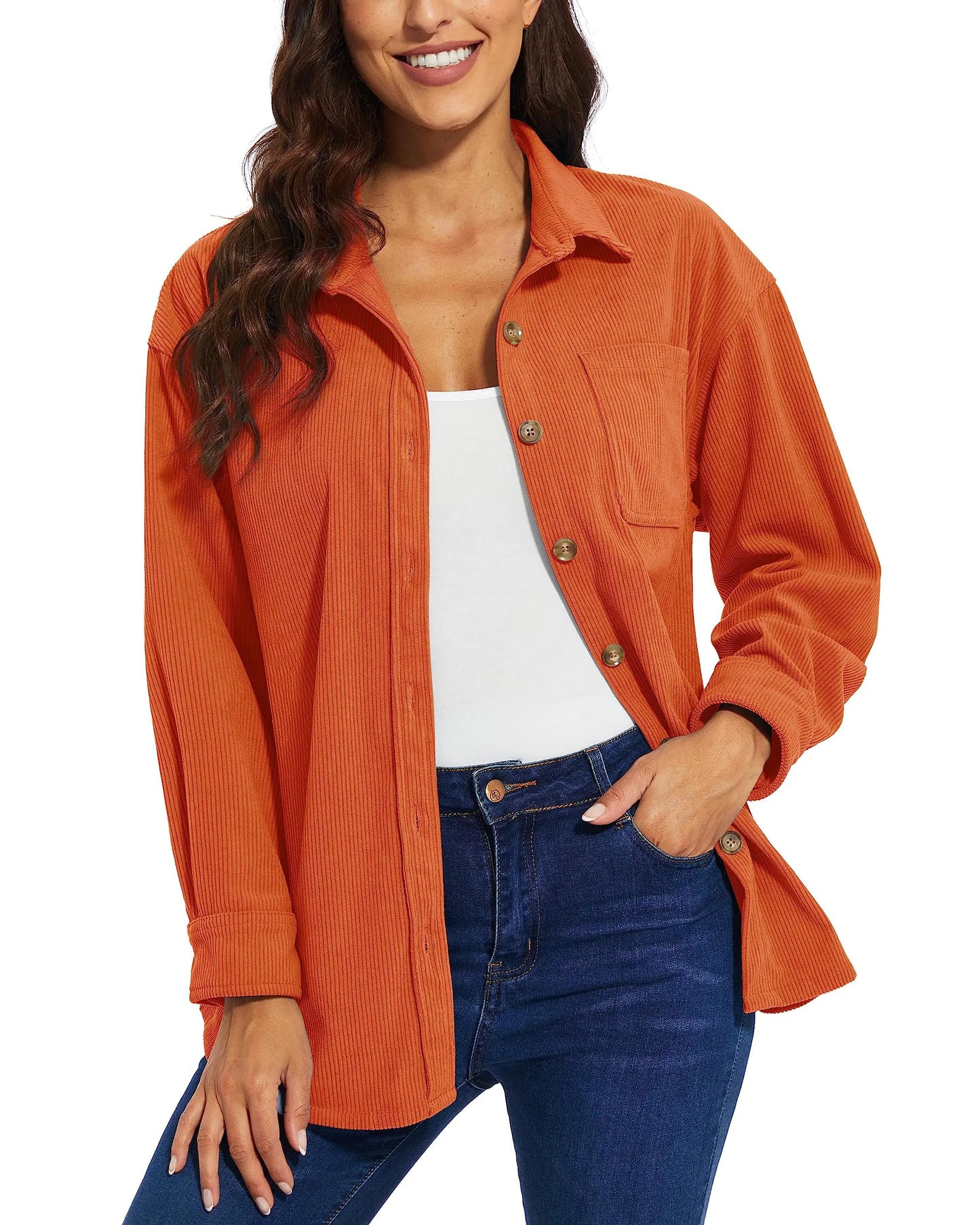 Oversized Corduroy Button-Down Shacket