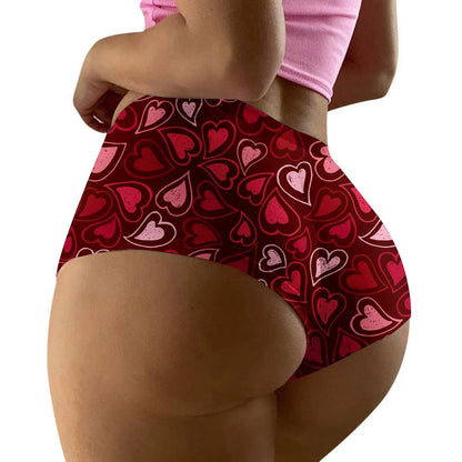 Funny Heart Print Mid Waist Panties