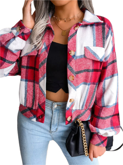 Cropped Plaid Flannel Shacket