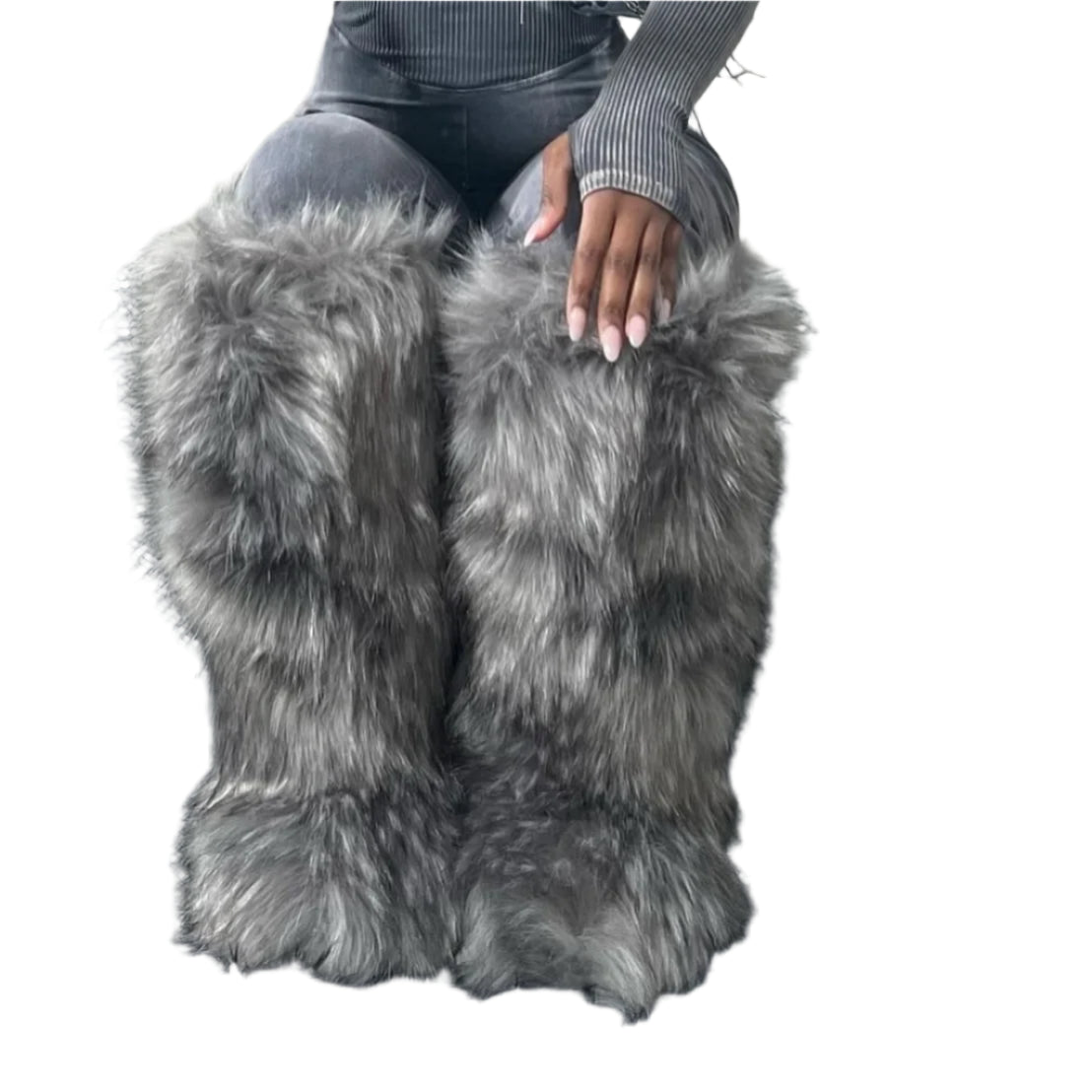 Knee High Fuzzy Faux Fur Soft Warm