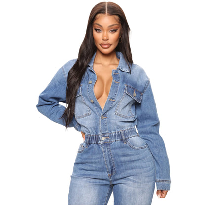 Denim Jumpsuit With Pockets