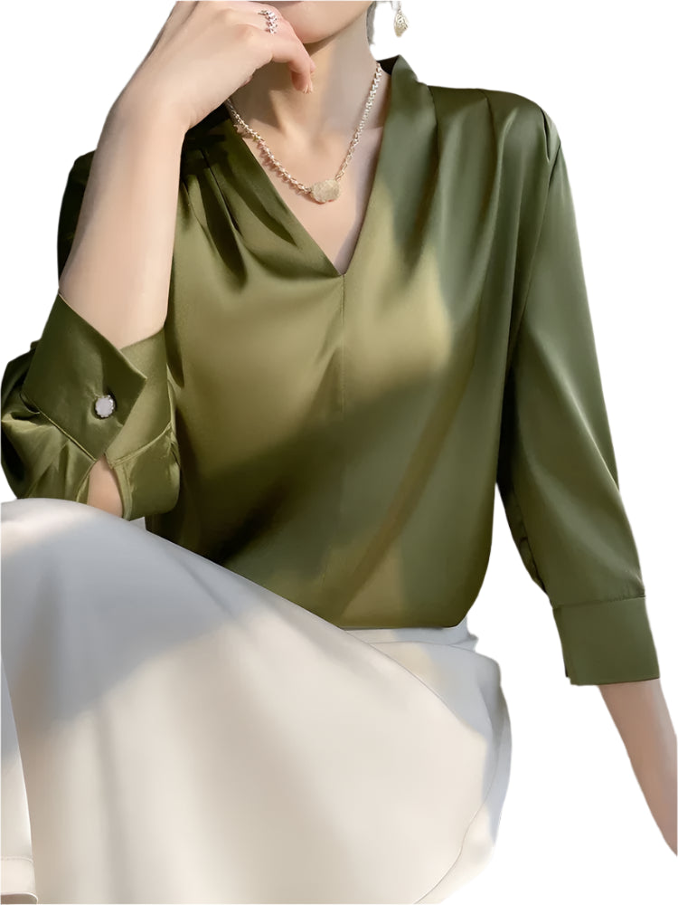 Blouse Spring Temperament Elegant Silk Long