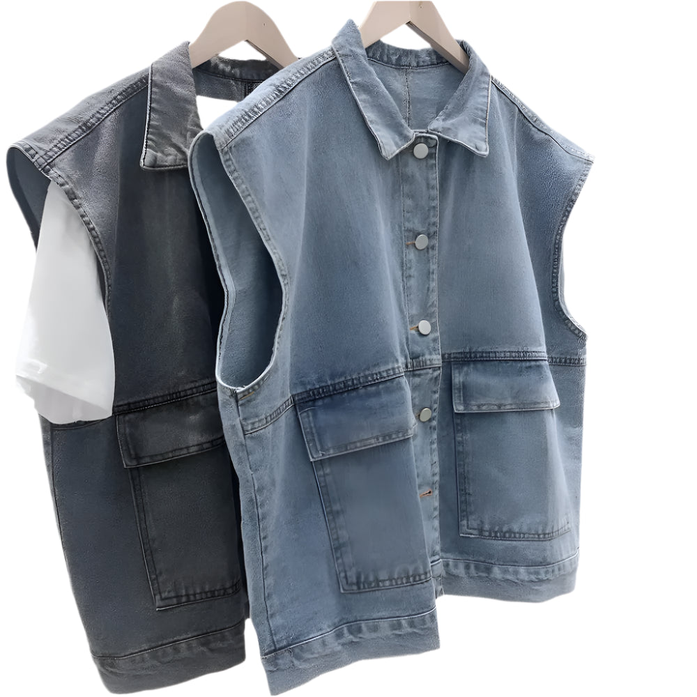 Vintage Denim Sleeveless Jacket