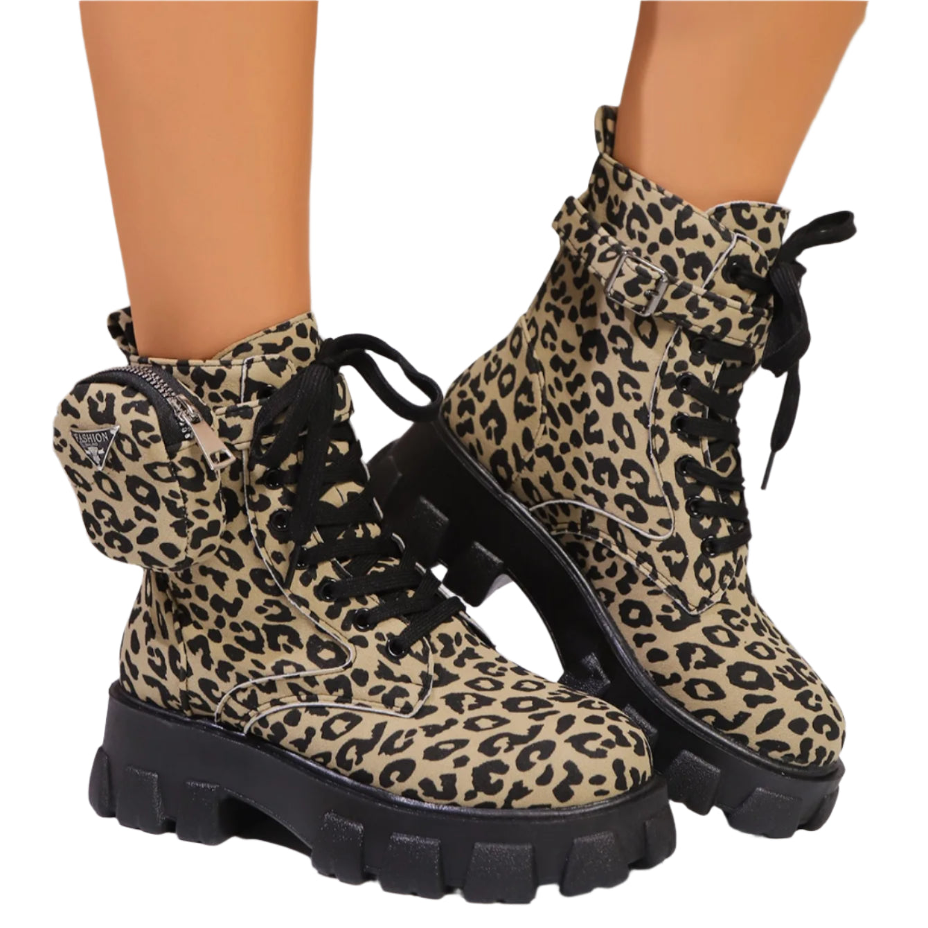 Winter Leopard Print High Heels Lace