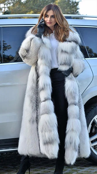 Artificial Faux Fur Hooded Coat