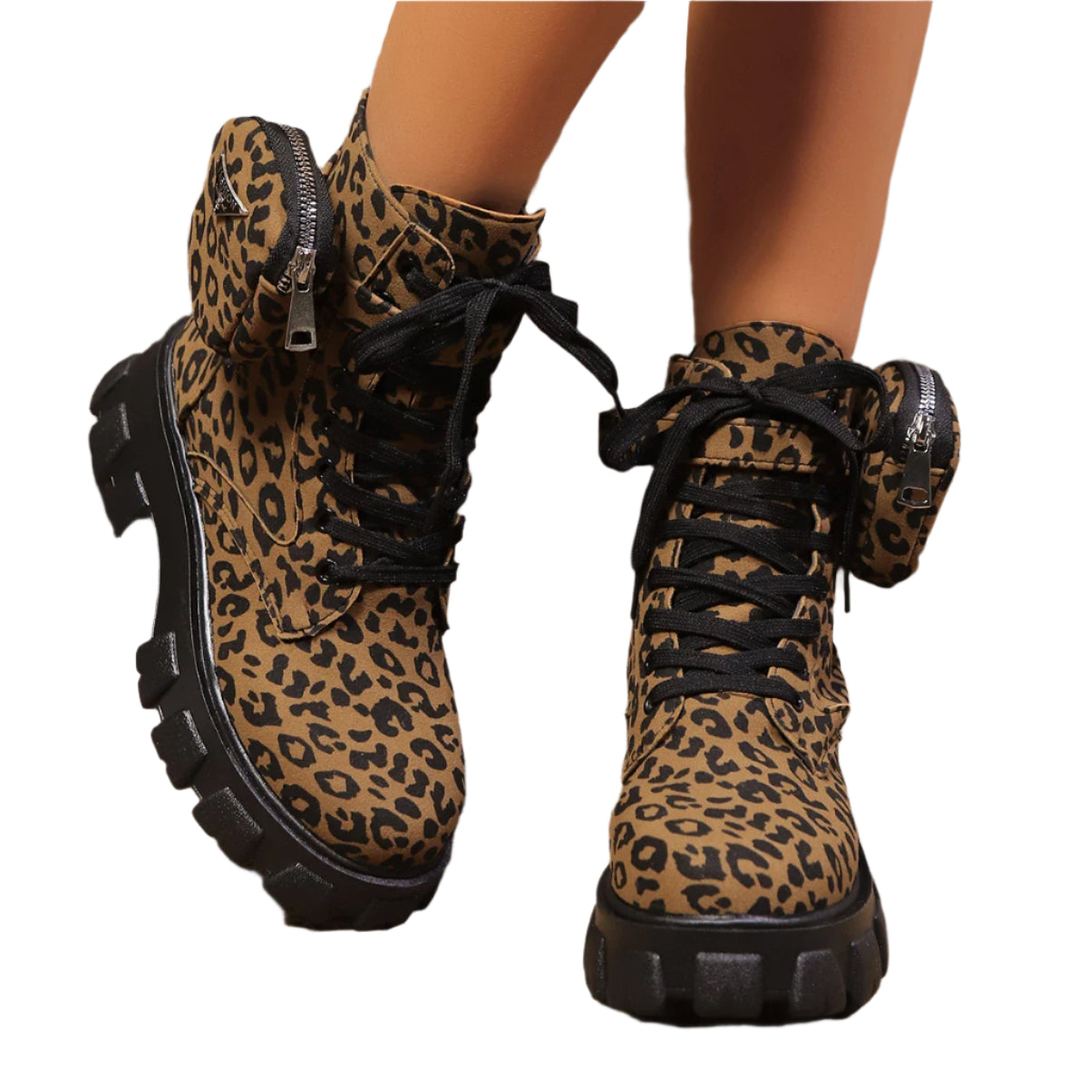 Winter Leopard Print High Heels Lace