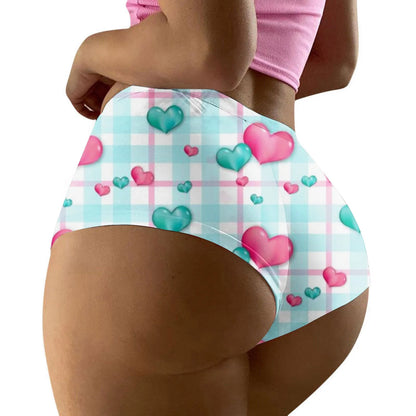 Funny Heart Print Mid Waist Panties