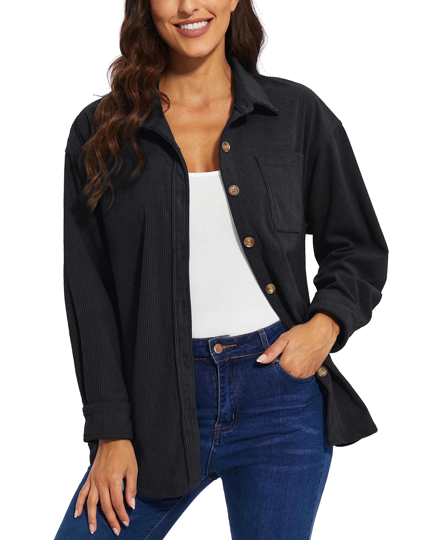 Oversized Corduroy Button-Down Shacket