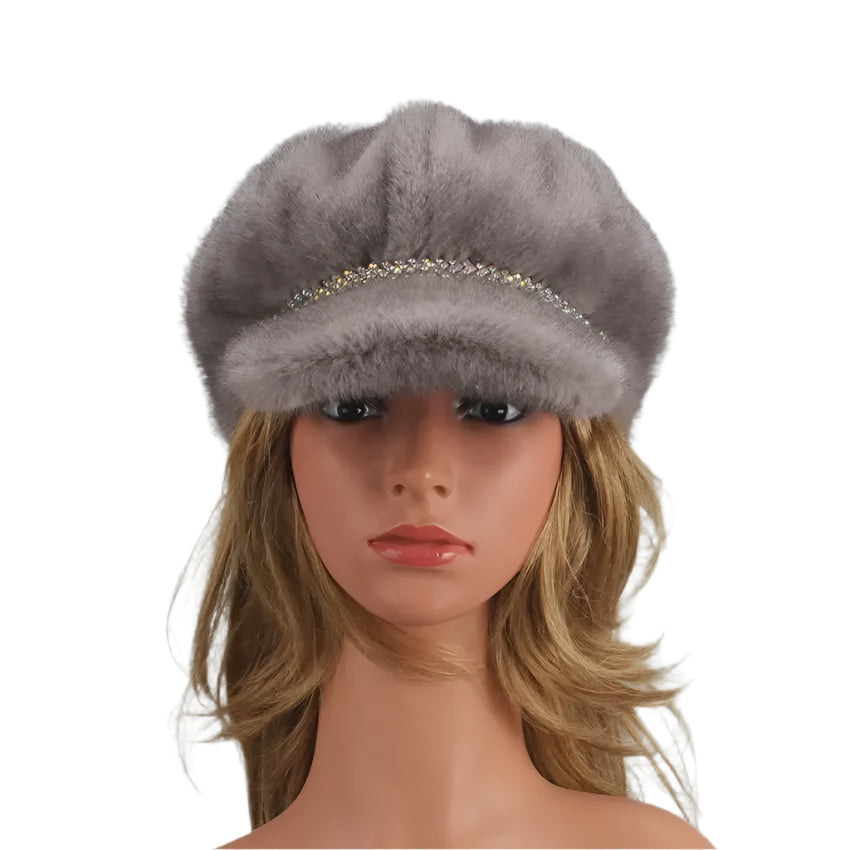 Solid Faux Fur Octagonal Beret