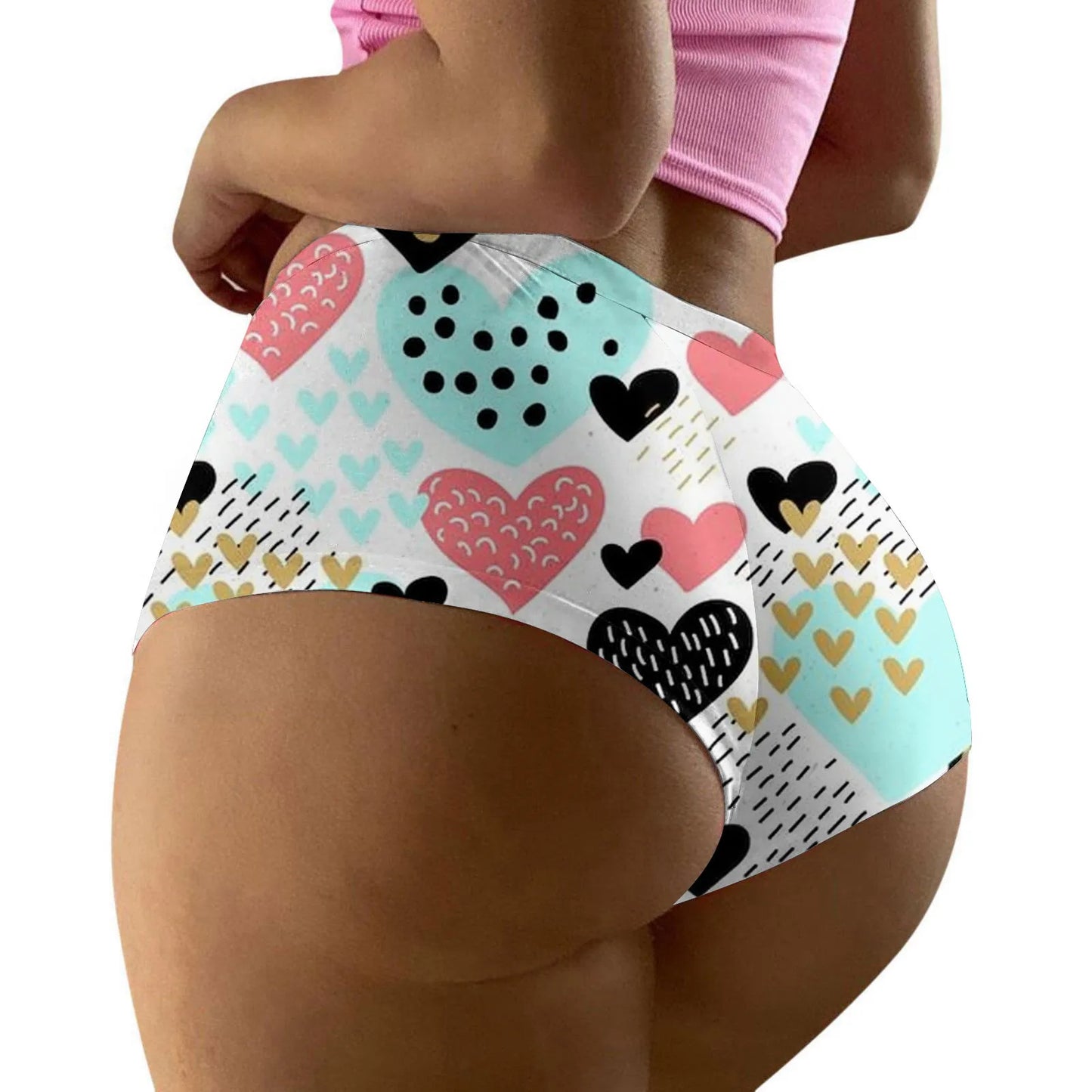 Funny Heart Print Mid Waist Panties