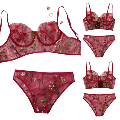 Embroidered Lace Lingerie Set