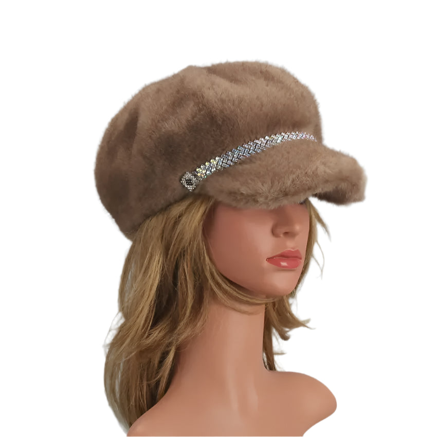 Solid Faux Fur Octagonal Beret