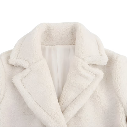 Loose Collar Fleece Long Coat