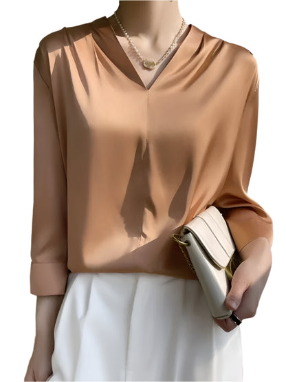 Blouse Spring Temperament Elegant Silk Long