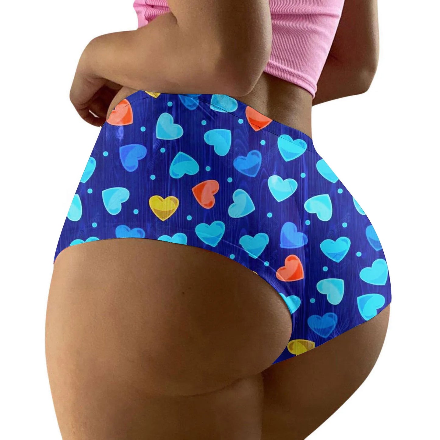 Funny Heart Print Mid Waist Panties