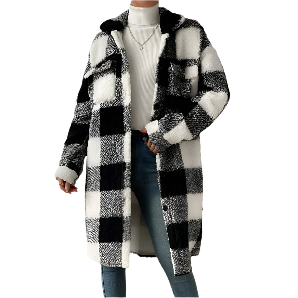 Tartan Plaid Fleece Shacket Coat