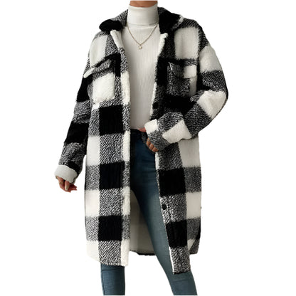 Tartan Plaid Fleece Shacket Coat