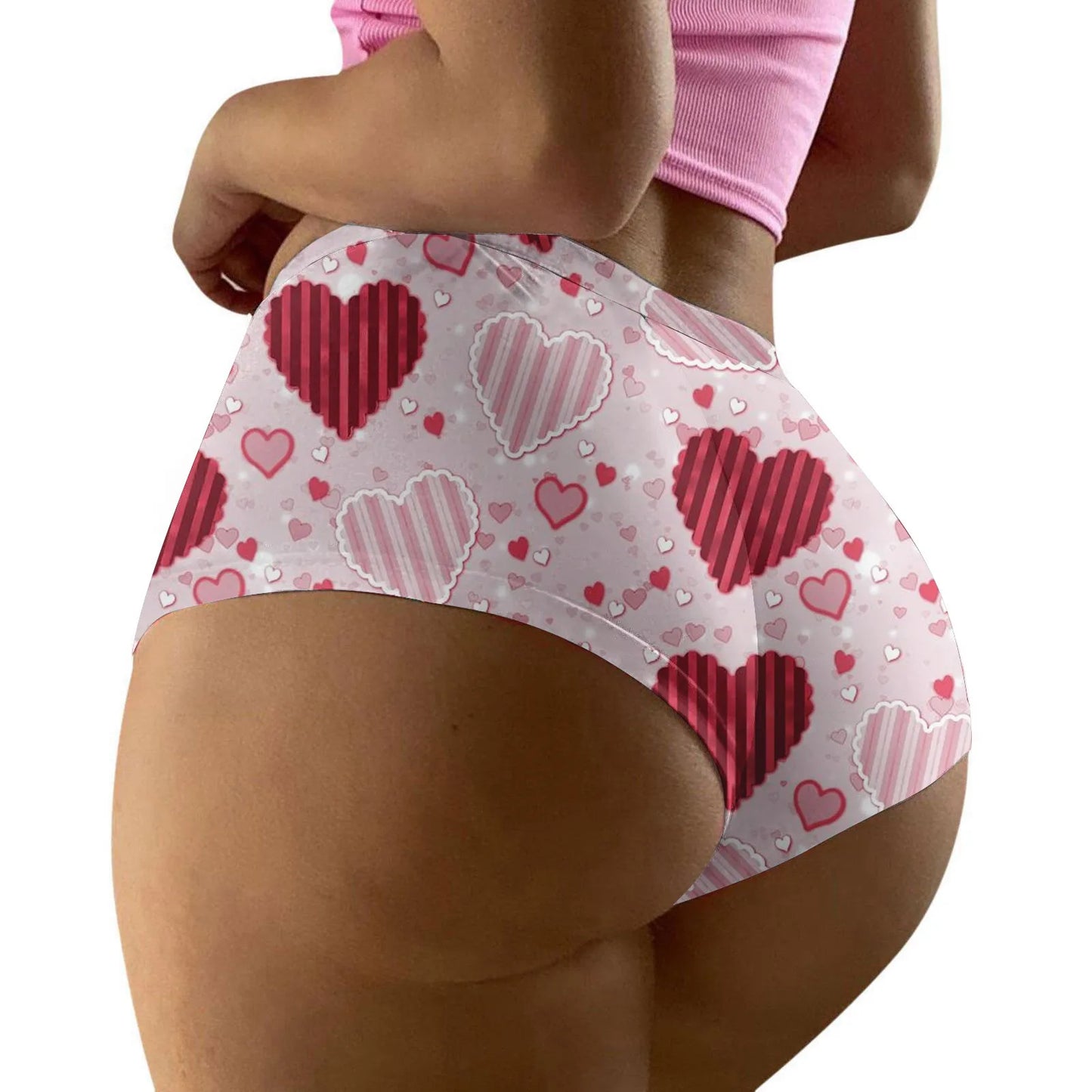 Funny Heart Print Mid Waist Panties