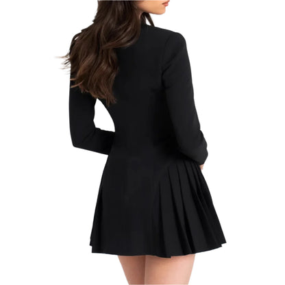 Spring Autumn Black Blazer Mini Dress