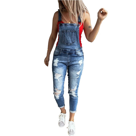 Ripped Denim Overalls  Streetwear