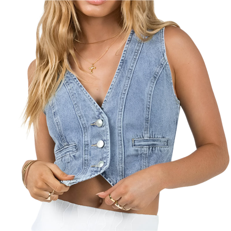 Denim Vest Crop Top