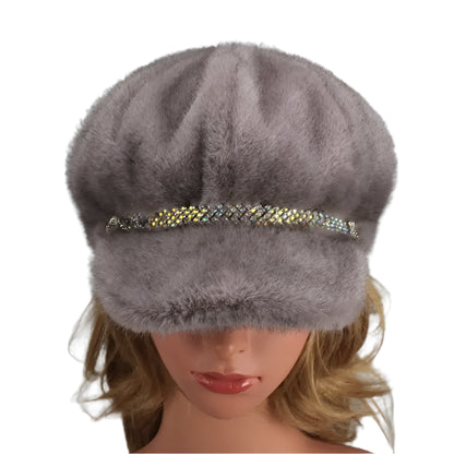 Solid Faux Fur Octagonal Beret