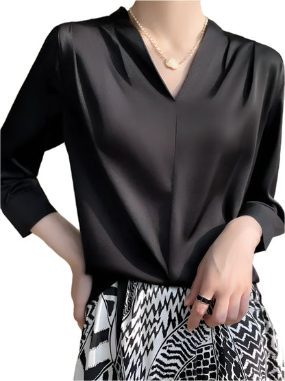 Blouse Spring Temperament Elegant Silk Long