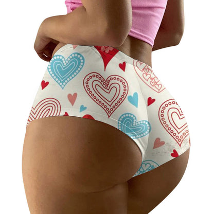 Funny Heart Print Mid Waist Panties