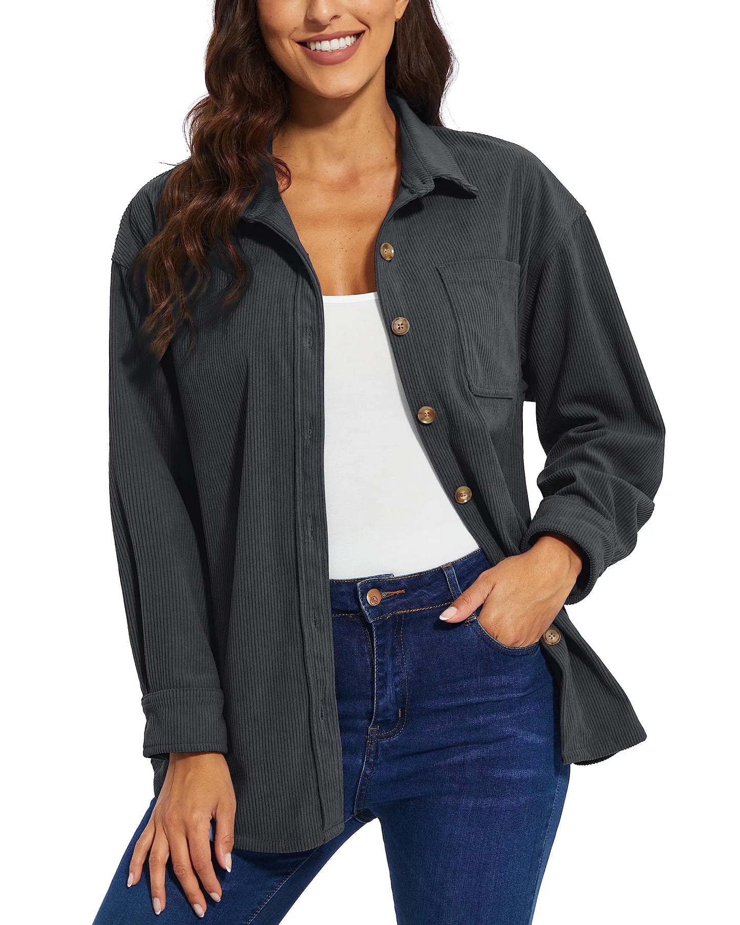 Oversized Corduroy Button-Down Shacket