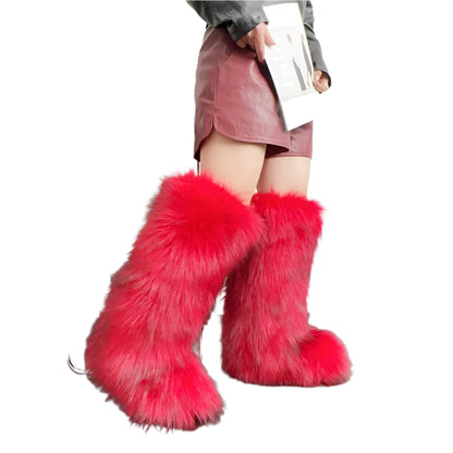 Knee High Fuzzy Faux Fur Soft Warm