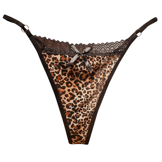 Leopard Mesh Lace Thongs