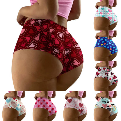 Funny Heart Print Mid Waist Panties