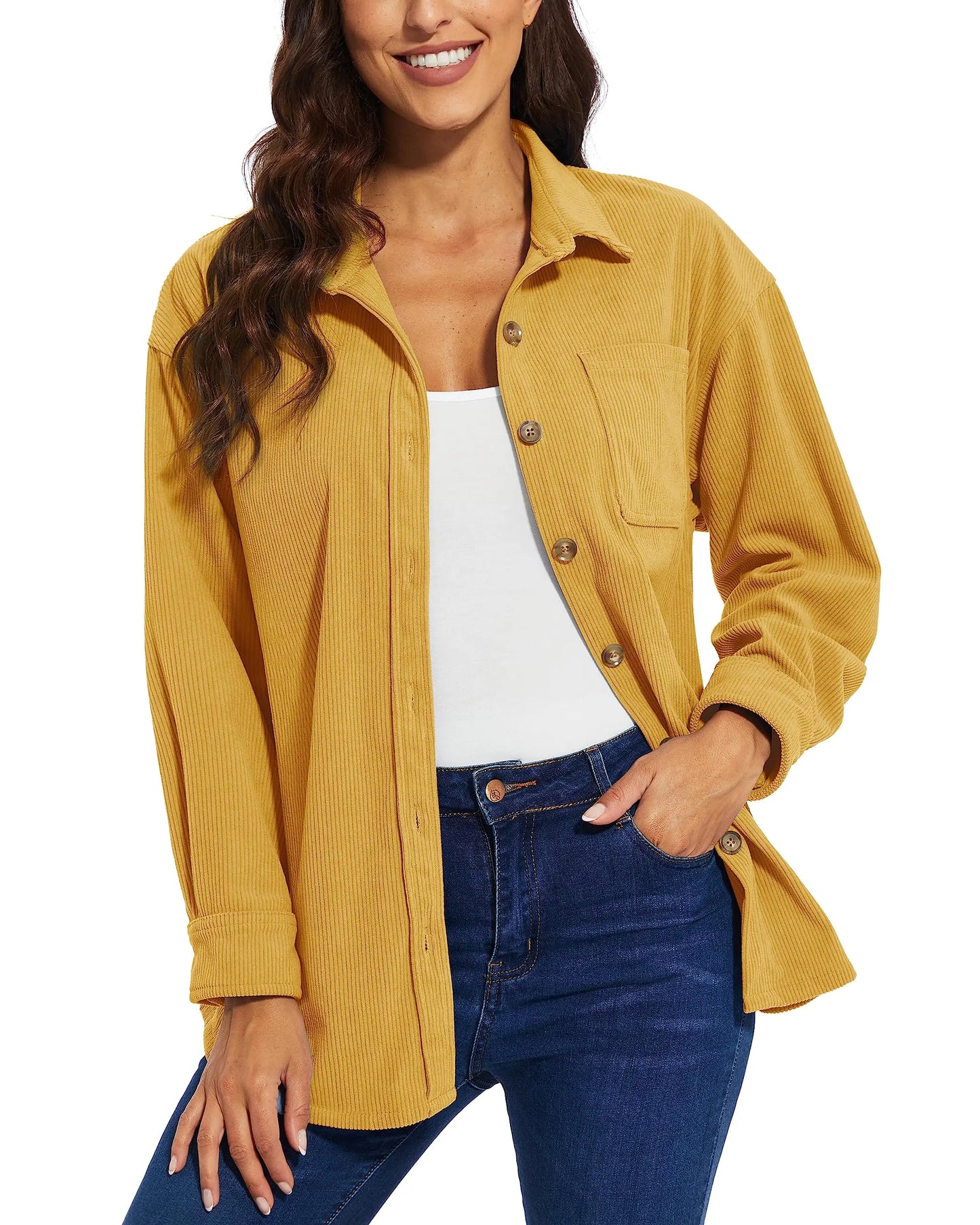 Oversized Corduroy Button-Down Shacket