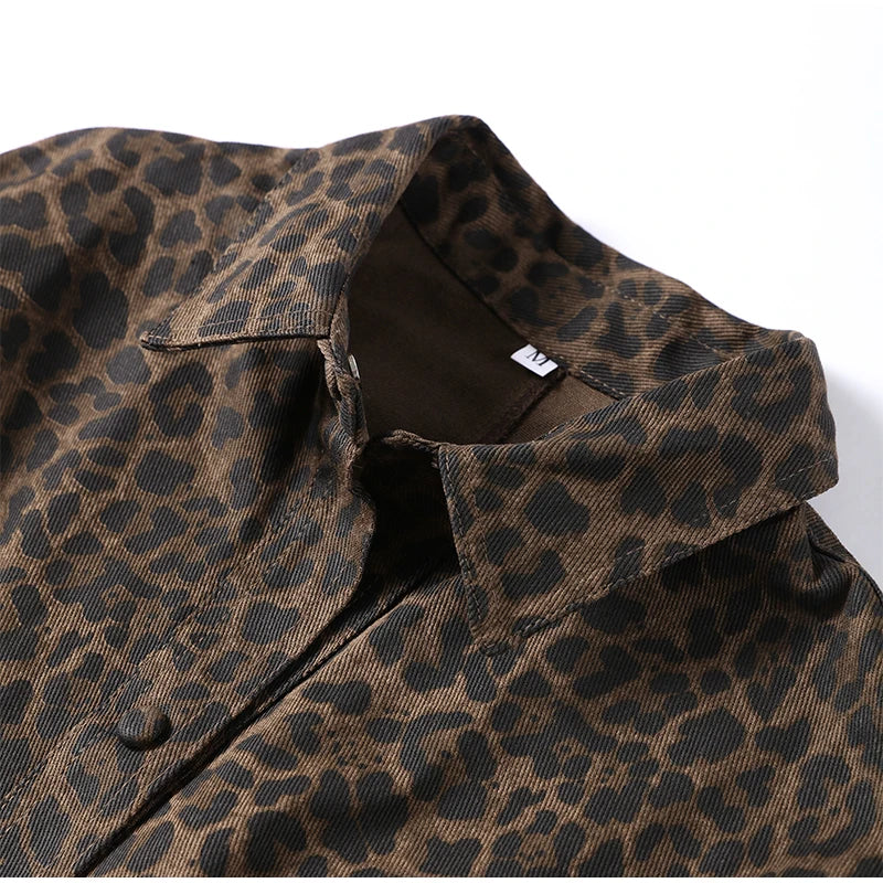 Leopard Print Lace-Up Jacket