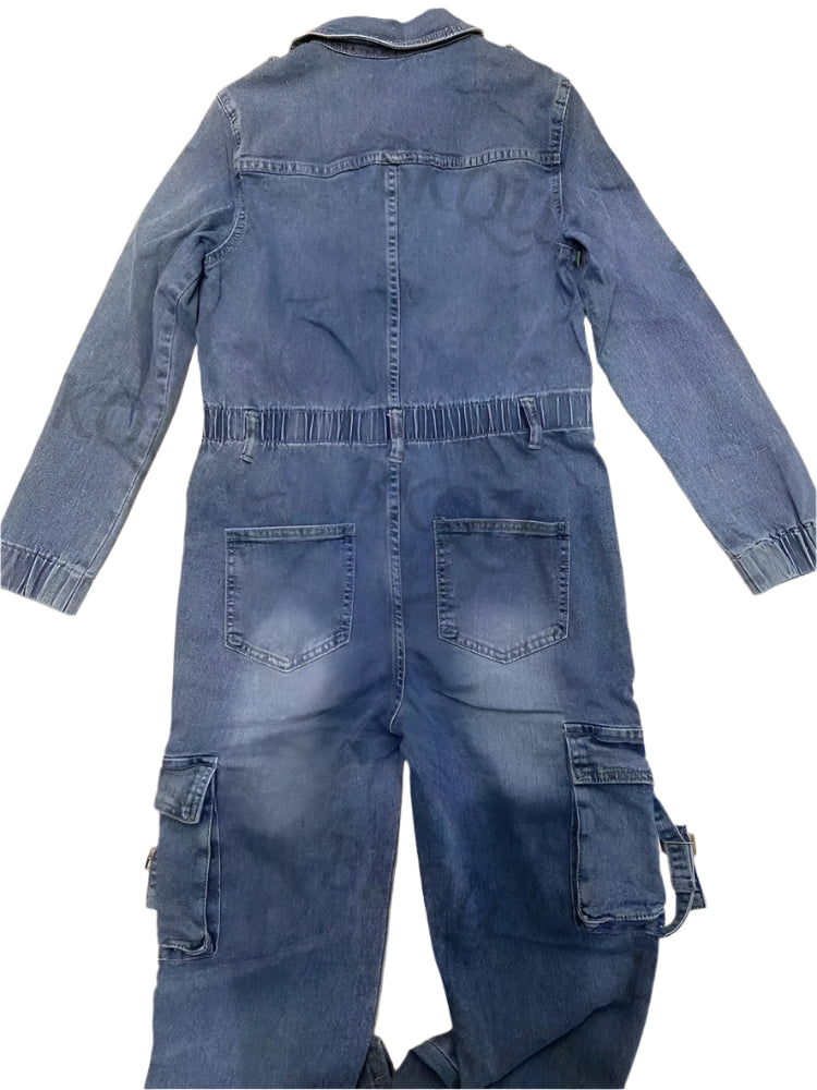 Y2K Denim Cargo Jumpsuit