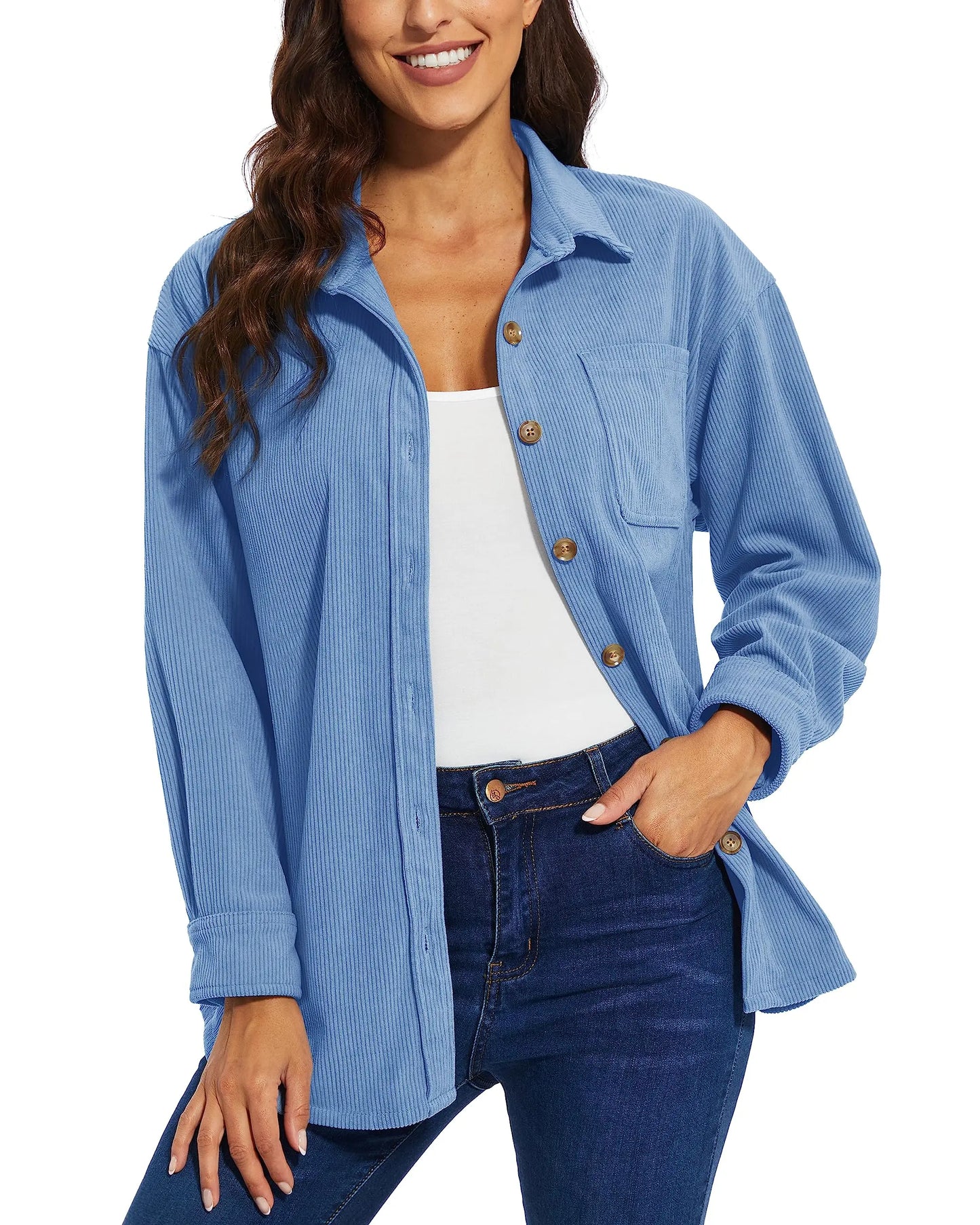 Oversized Corduroy Button-Down Shacket