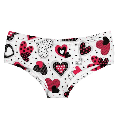 Funny Heart Print Mid Waist Panties